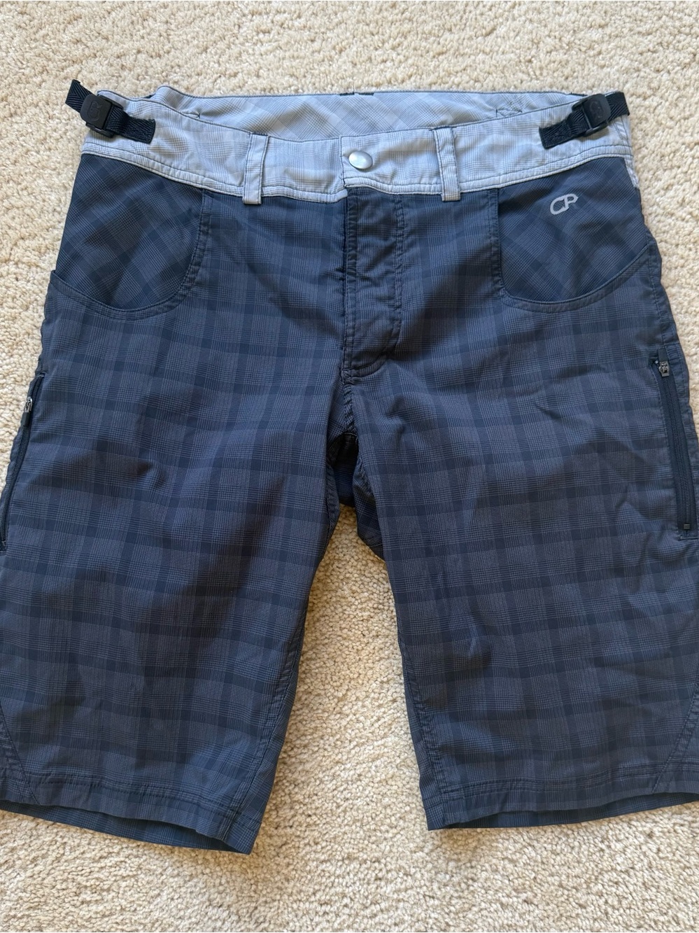 Club Ride Apparel Gray Plaid Hybrid Shorts with Light Gray Waistband
